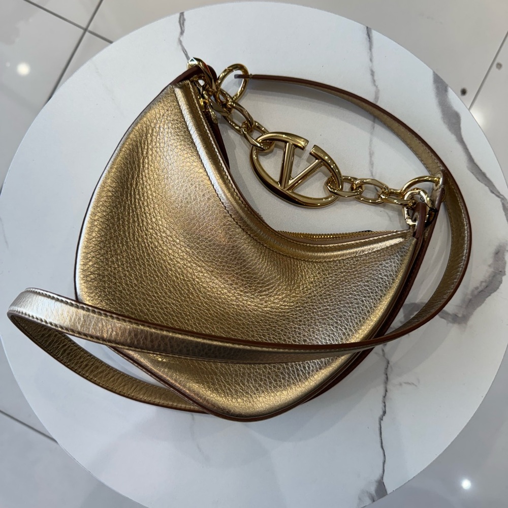 Gold Leather Shoulder Bag